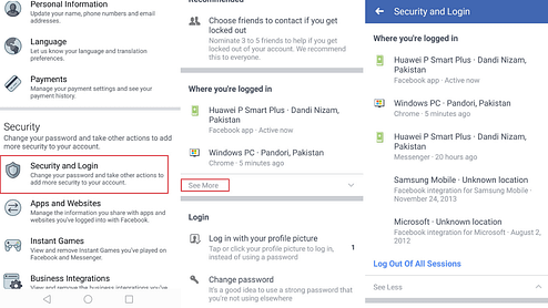 how to check facebook login history
