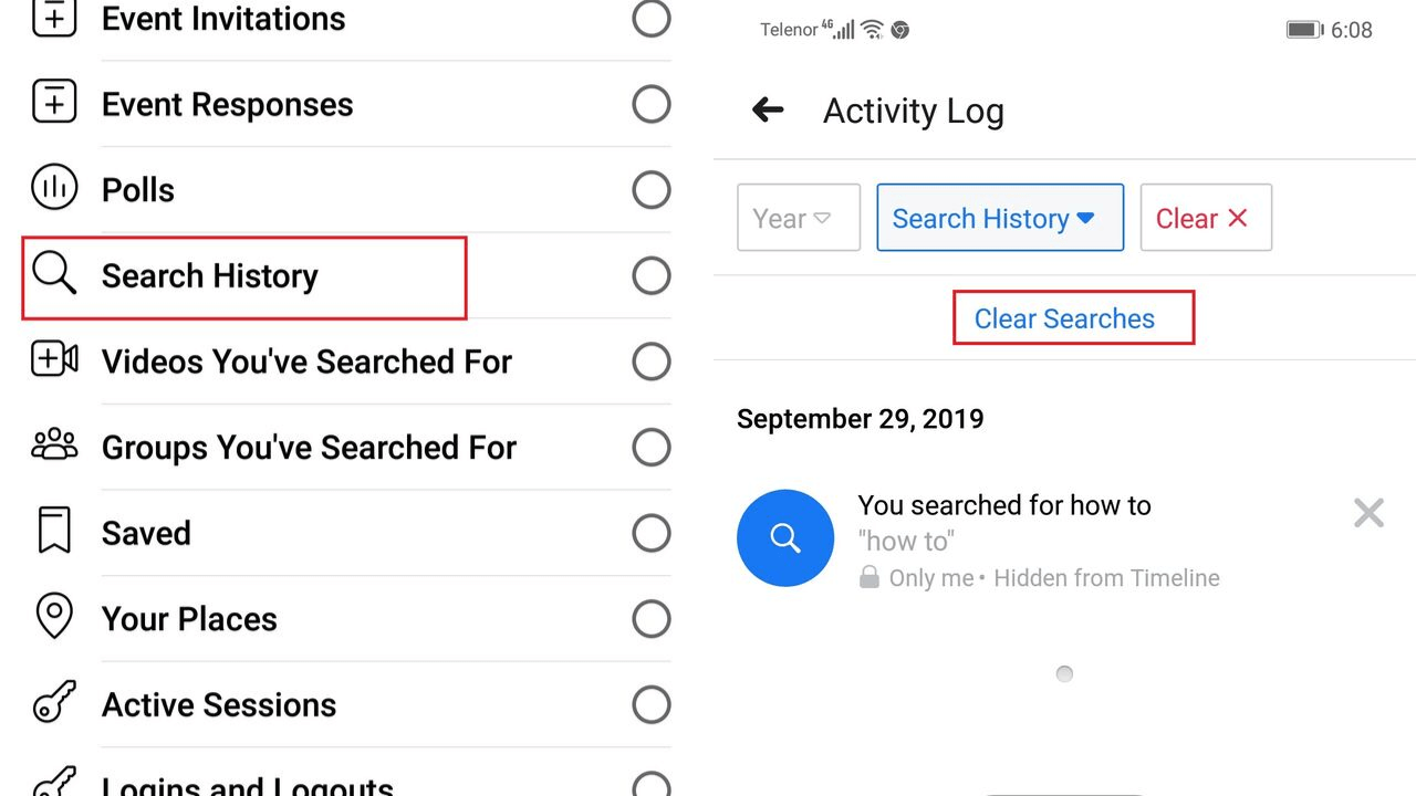 How to Clear Your Facebook Search History