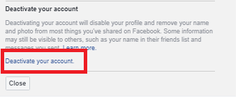 temporarily deactivate your Facebook account